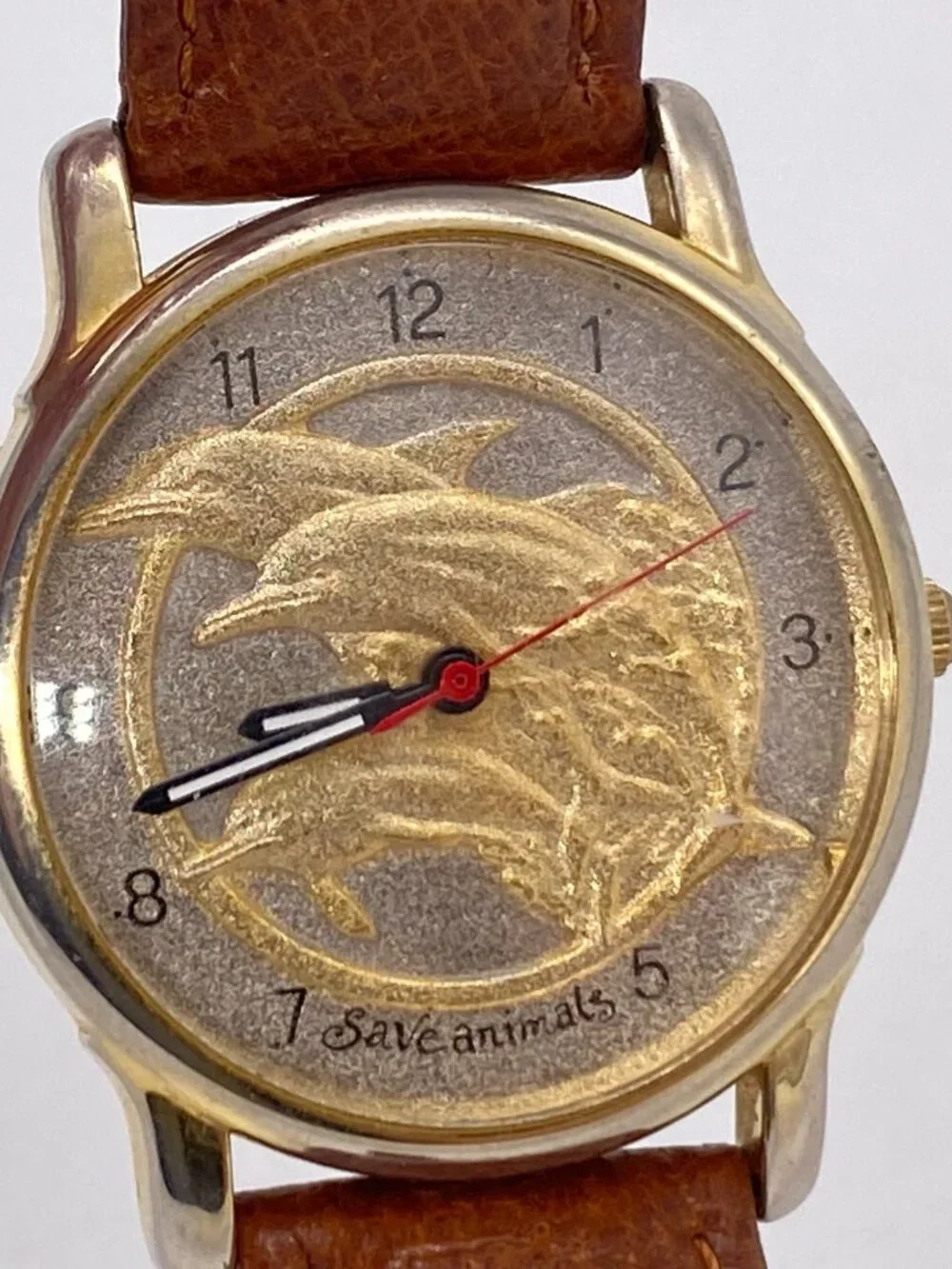 Dejuno Save Animals Dolphin Watch 1993 Limited Edition Pigskin Band New Battery